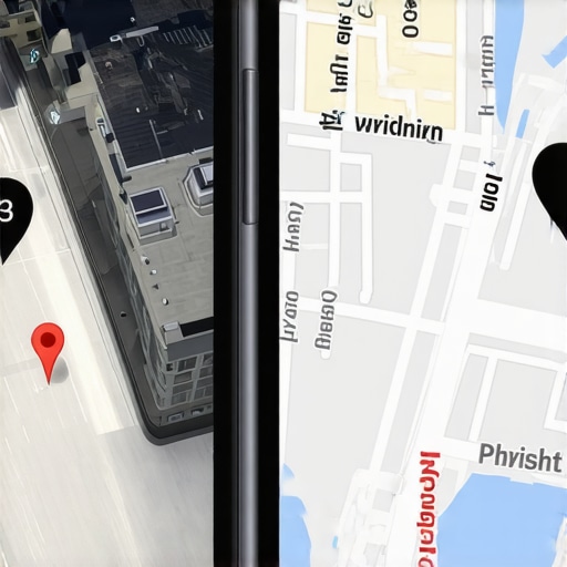 Visual representation of a business pin disappearing on Google Maps as a user moves further away.