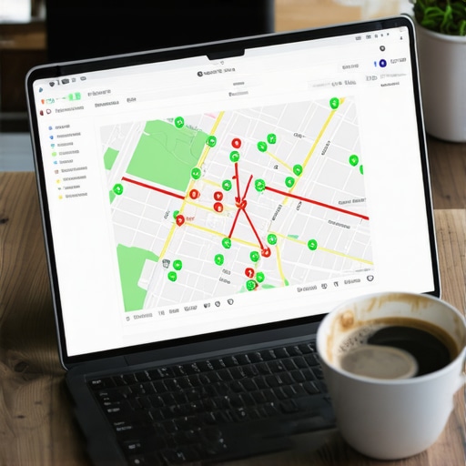 A local SEO dashboard displaying a ranking heatmap for a business on Google Maps.