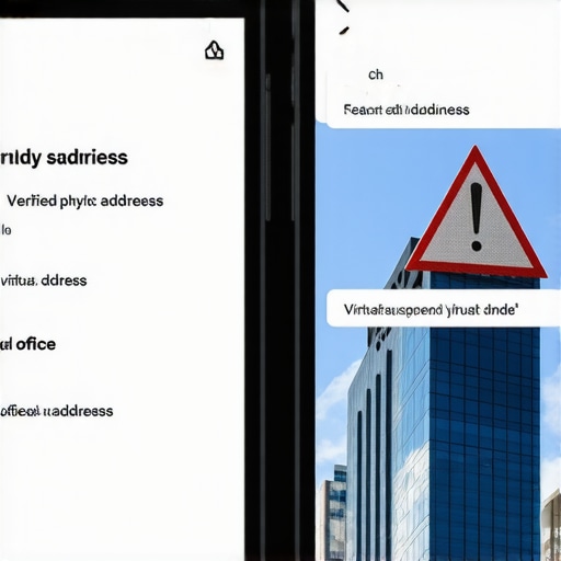 Comparison of a verified Google Business Profile versus a suspended virtual office listing.