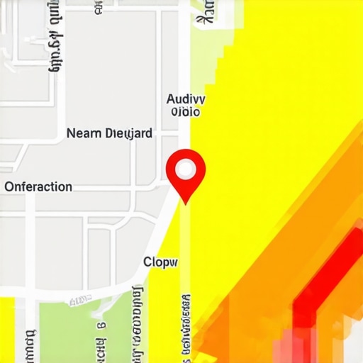 Visualizing Interaction Signal Velocity on Google Maps Heatmap showing high user interaction and signal velocity for a local business on a digital map.