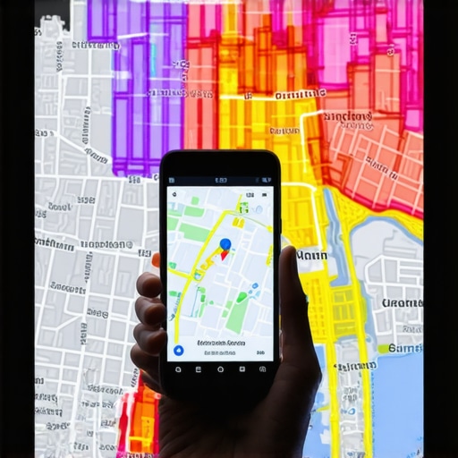 A digital heatmap showing how local business visibility fluctuates across different neighborhoods on a map.