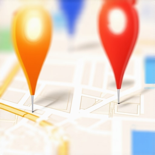 Map pins representing local business competition and relevance density