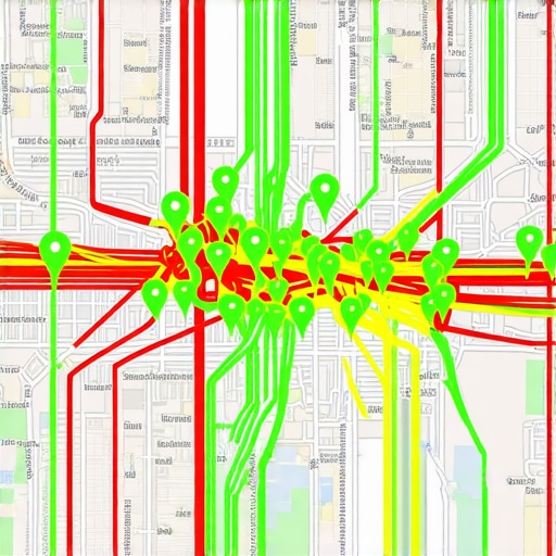 A map showing a business expanding its ranking radius through local engagement signals.